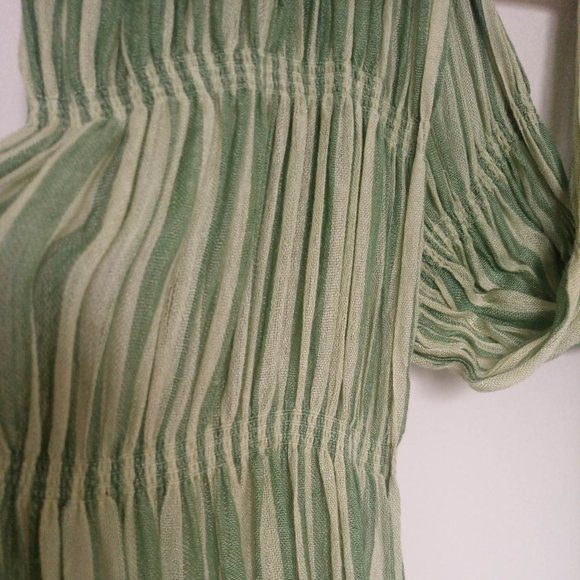 COPY - Green Cotton Striped Scarf - Picture 3 of 3